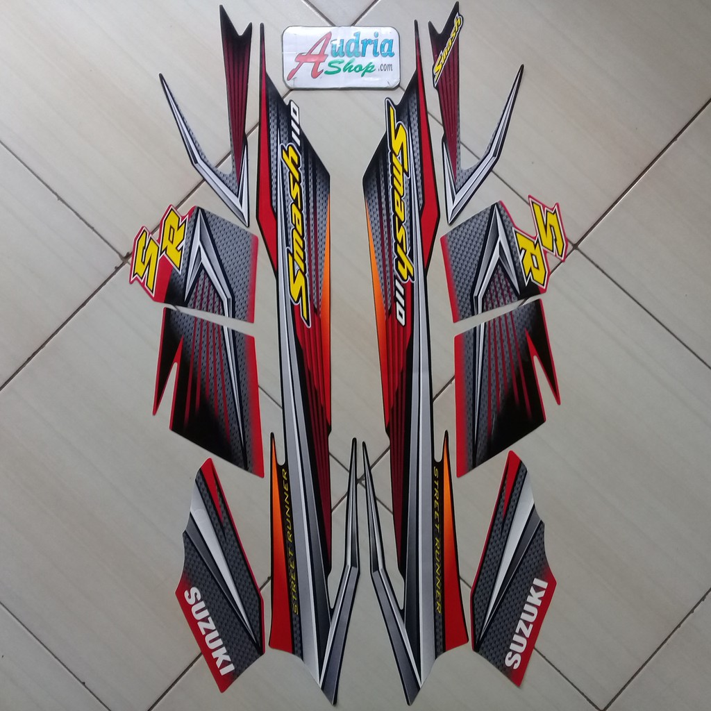 Sticker Striping Motor Suzuki Smash SR 110 2007 Merah