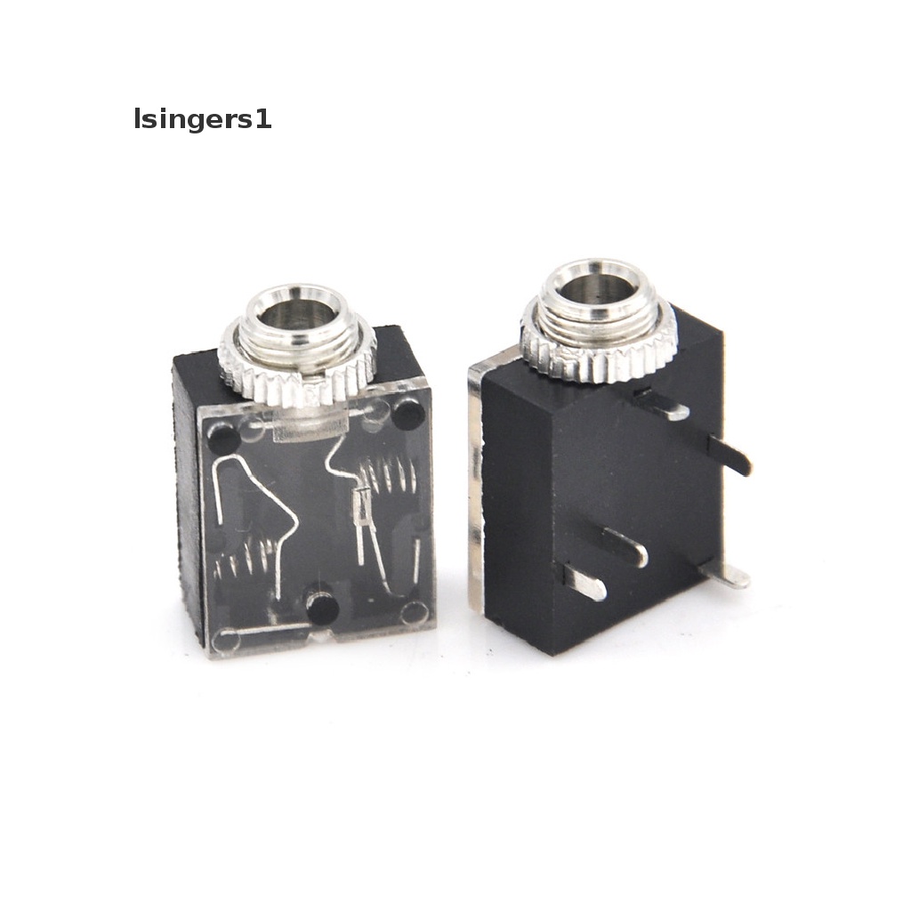 (lsingers1) 10pcs Soket Jack Audio Stereo 3.5mm Dengan Mur 5 Pin PCB