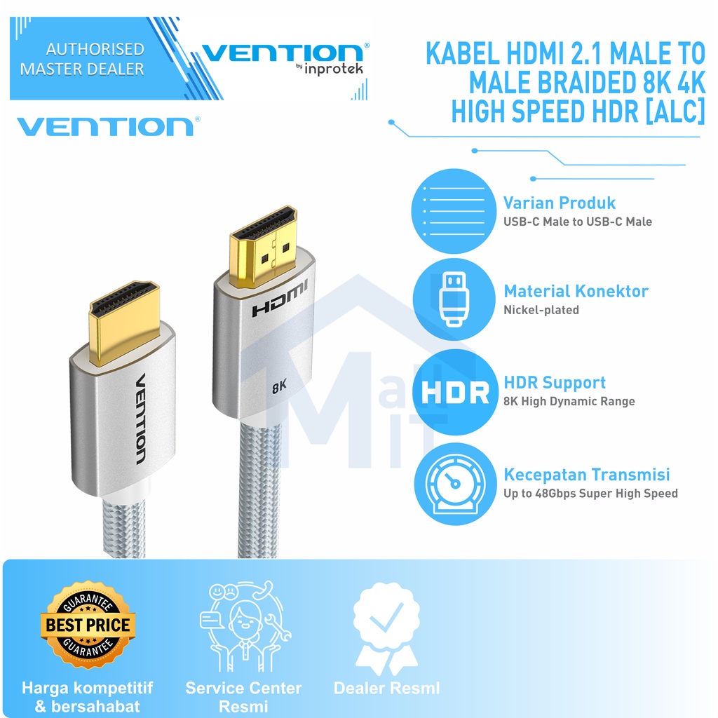 ( BISA COD ) Vention Kabel HDMI 3D v2.1 8K HDR UHD High Speed Quality ETHERNET ALC