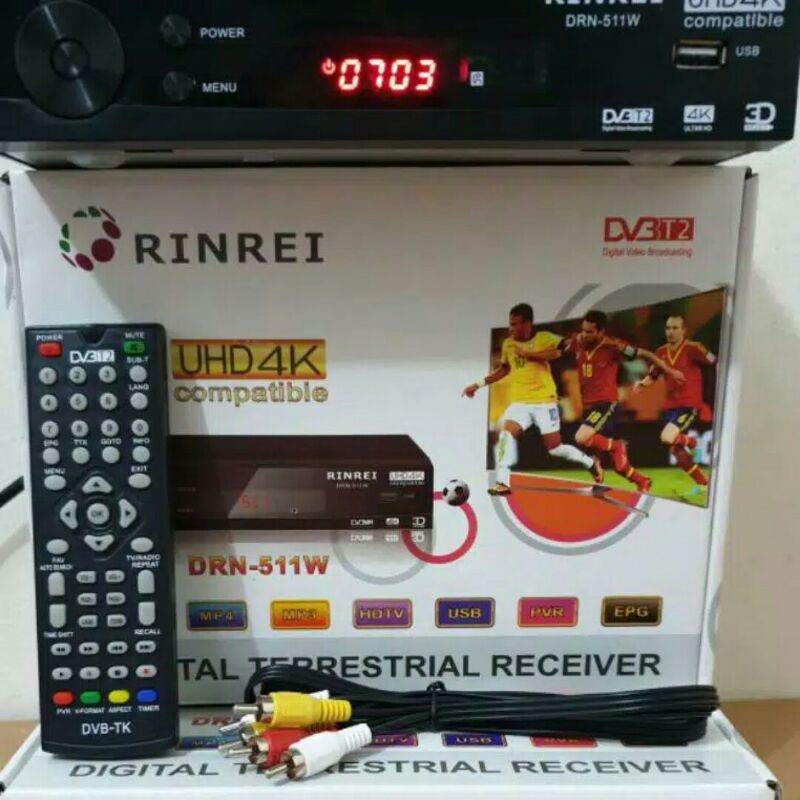 TERBARU DVB T2 Set Top Box Digital Tv Receiver RINREI DRN-511 FREE DONGLE