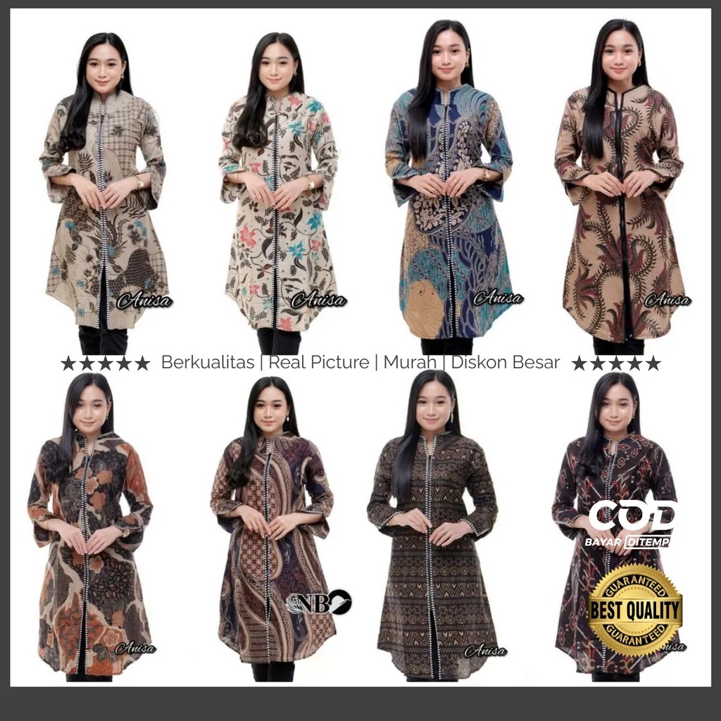 M-L-XL-XXL Batik Tunik wanita ASJ SA HRB026 Kenongo Pekalongan Sogan Tulis