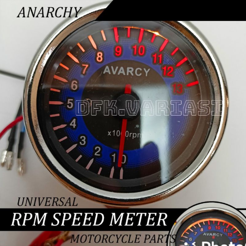 Techometer RPM jarum LED Universal speedometer Rpm
