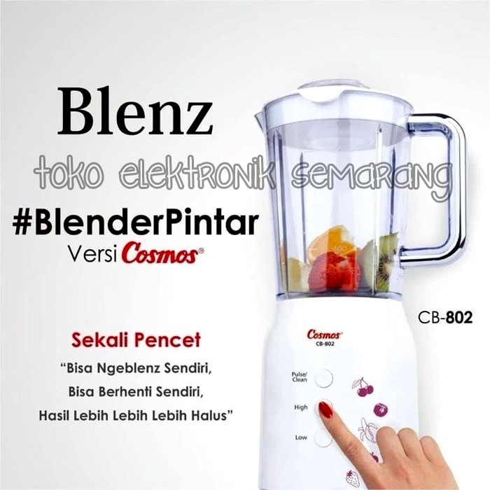 BLENDER DAN CHOPPER 4 IN 1 COSMOS BLENZ CB 802 CB802 PLASTIK  1,2 LITER GARANSI RESMI