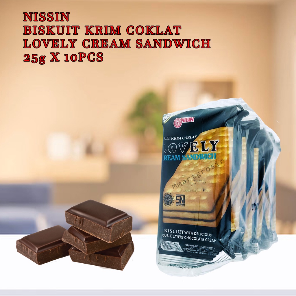 NISSIN BISKUIT KRIM COKLAT LOVELY CREAM SANDWICH 25gX 10PCS
