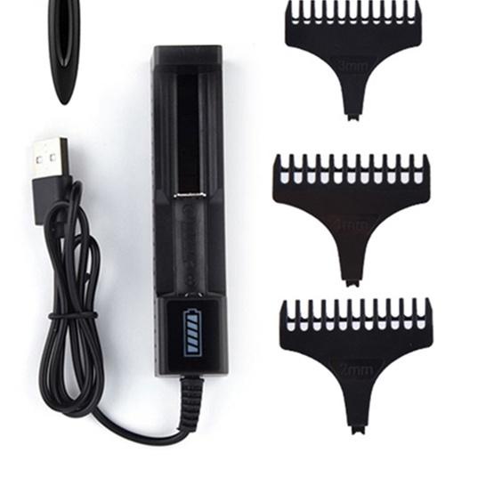 Ω T9 Mesin Cukur Rambut Pria, Pemangkas Bulu Profesional 0Mm Dapat Diisi Ulang USB, Alat Ukir Jenggo