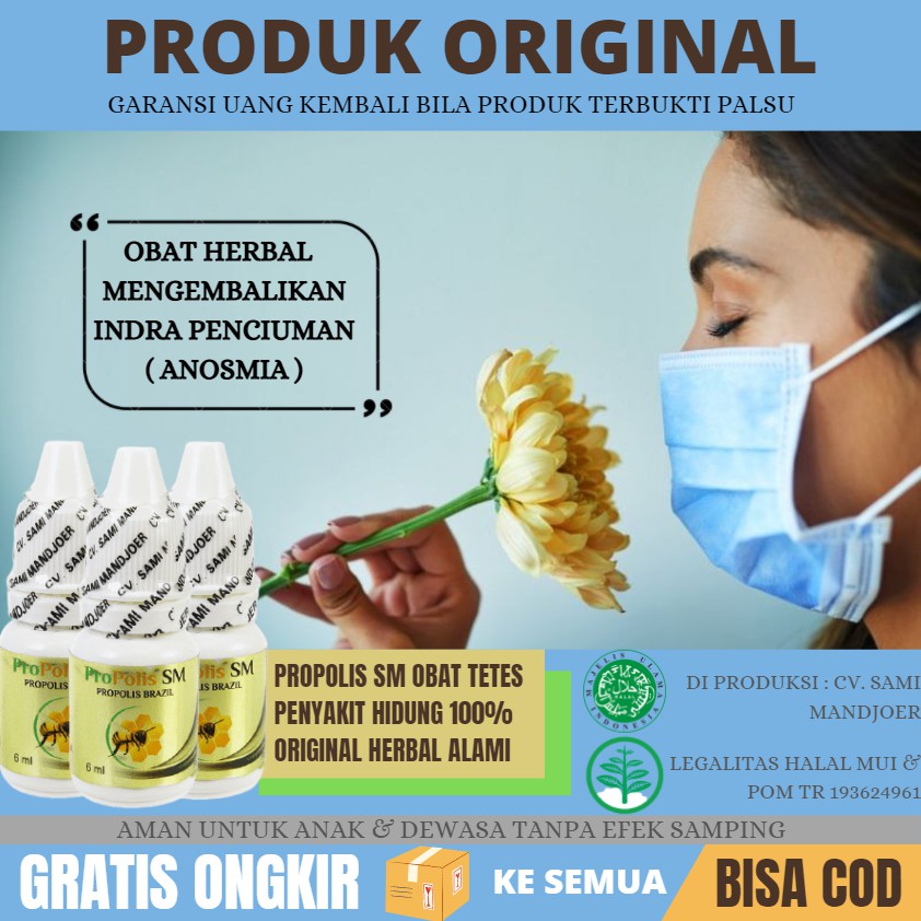 Obat Gurah Propolis SM Untuk Hidung Berlendir, Sinusitis, Anosmia,  Rhinitis, Polip Hidung 100% ASLI