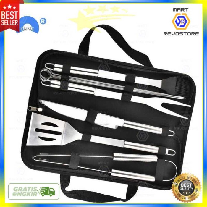Set Spatula Grill 10 in 1 Peralatan Masak Panggang Daging BBQ