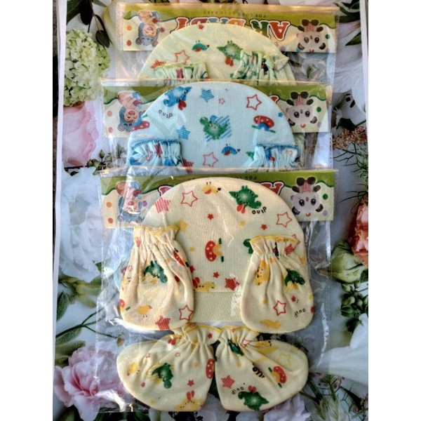 topi set bayi+sarung tangan+sarung kaki