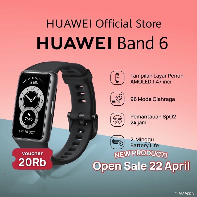 HUAWEI Band 6 Smart Band | 96 mode olahraga | Pemantau SPO2 24 jam