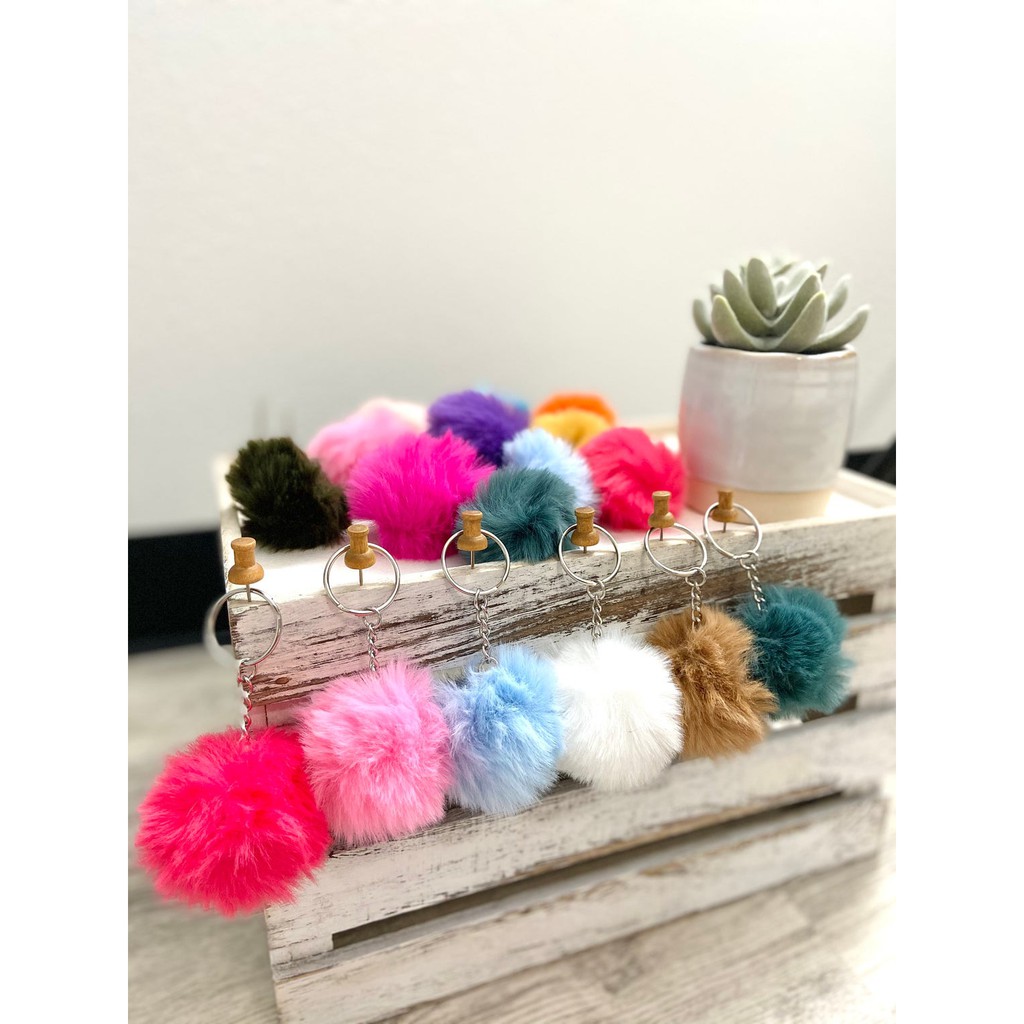 Pom Pom Keychain Bola bulu Gantungan kunci Tas BONEKA PomPom Sovenir