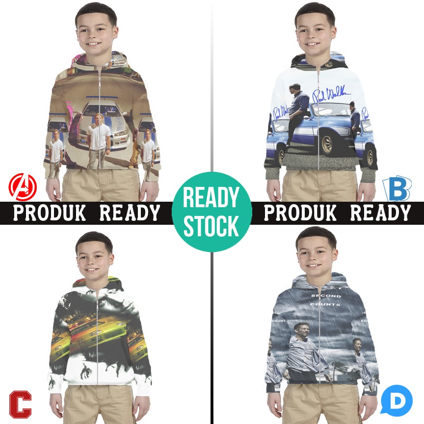 Hoodie Anak Paul Walker Fast Furious Hoodie Kids Casual Terbaru Bahan Polyester Jersey