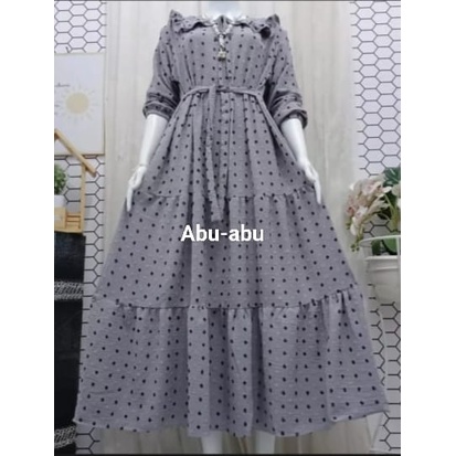 Gamis Crinkle Rubiah Two Tone Import Terbaru 125/Dress Crinkle Rubiah Kekinian/Gamis Lebaran Kancing