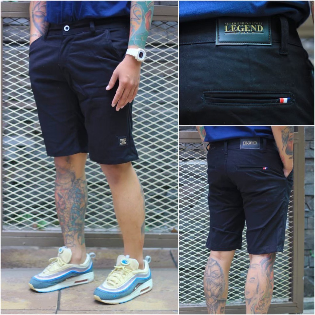 CELANA CHINO PENDEK PRIA PINGGANG KARET / RIP BAHAN MELAR PREMIUM Chinos Pendek Legend Terlaris