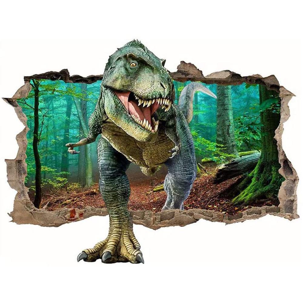 Populer Wall Decals Untuk Anak-Anak Nursery Kamar Tidur Removable Smashed Wall Arts Dinosaurus Dinding Mural