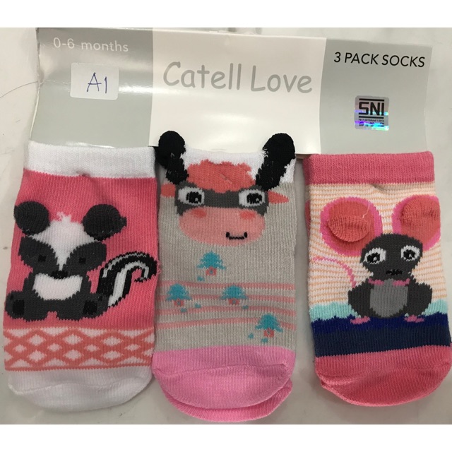 Catell Love GRUP 1 Kaos Kaki Bayi / Baby Socks 0-12m (3pcs/pack)