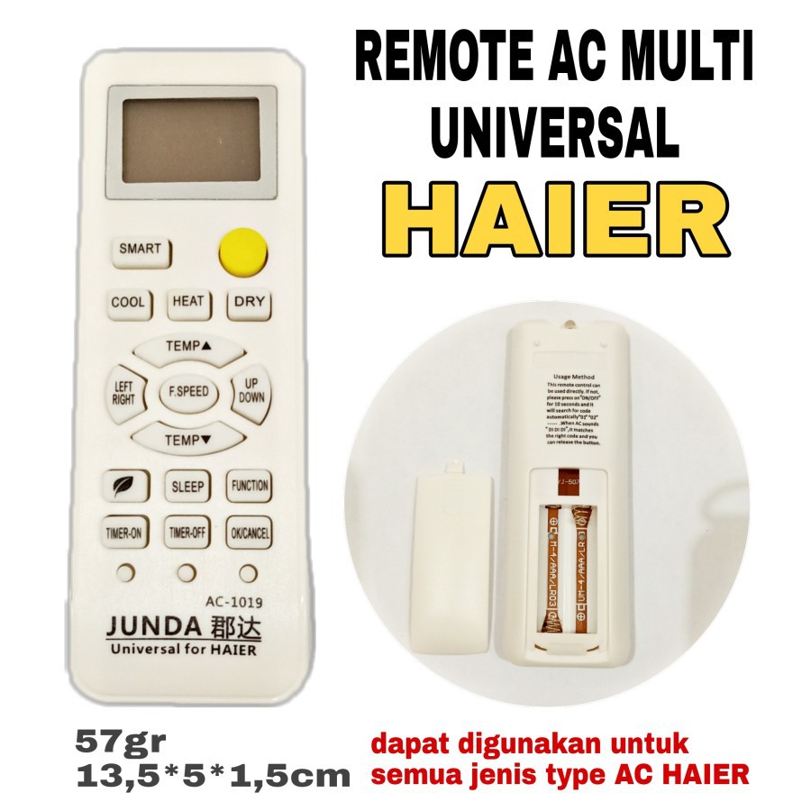 REMOTE AC MULTI UNIVERSAL AC HAIER JUNDA AC-1019