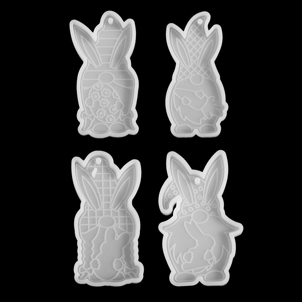 Lily Easter Rubbit Mold Candy Chocolate Resin Kerajinan Tag Gantung Cetakan Silikon Alat Kue Clay Mold Bunny Mold