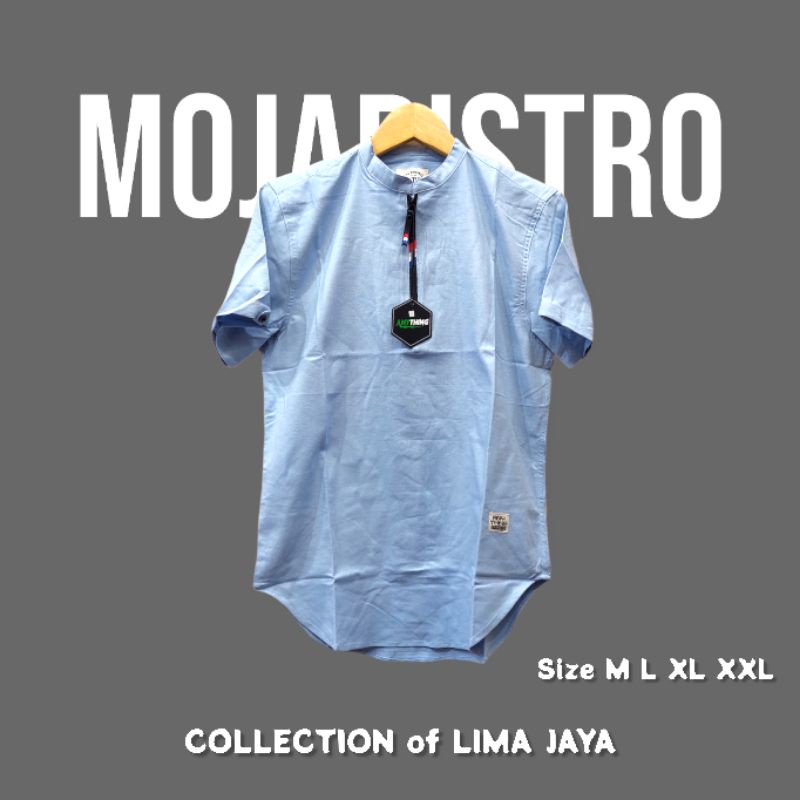 kemeja pendek sleting ice blue