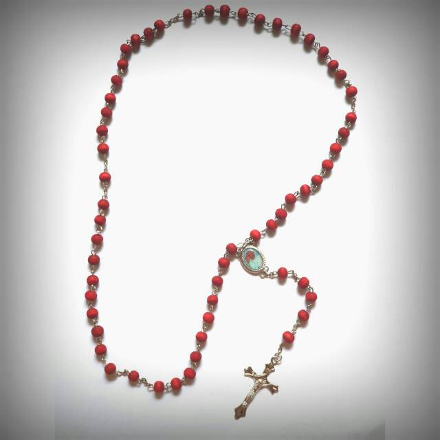 Kalung Rosario Kayu Original Italy Red