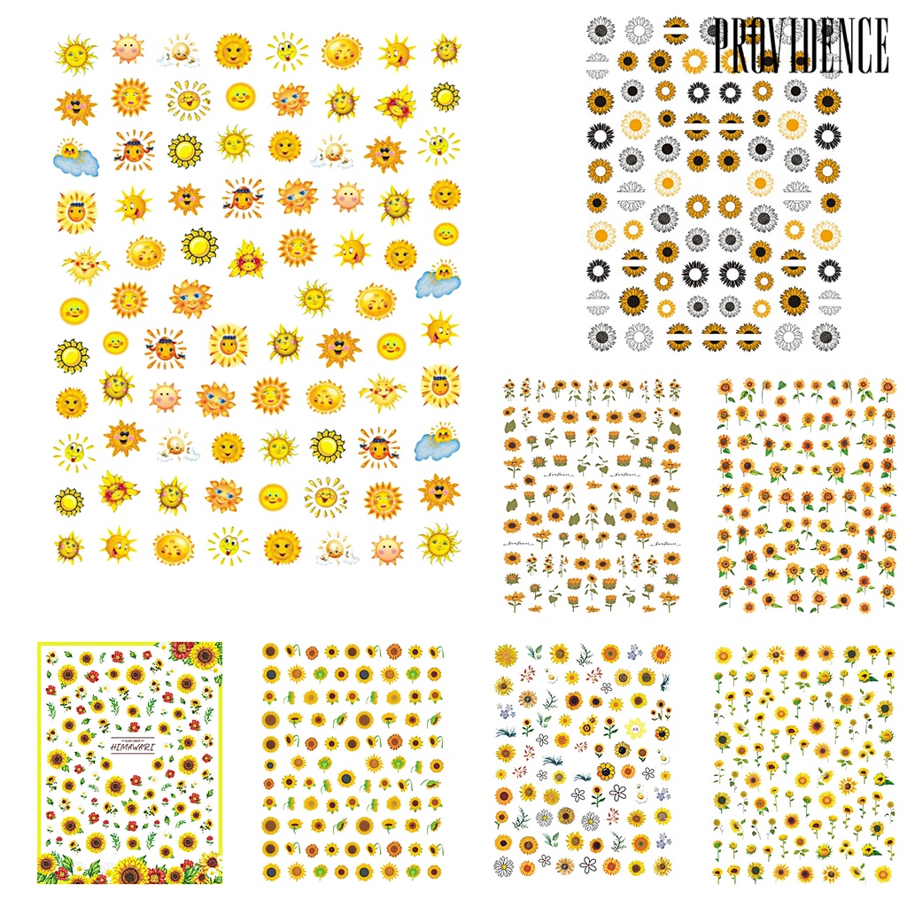 Providence Nail Sticker Sunflower Shape 3D Effect Ultra Thin Blossom Floral Nail Art Water Decals for Female