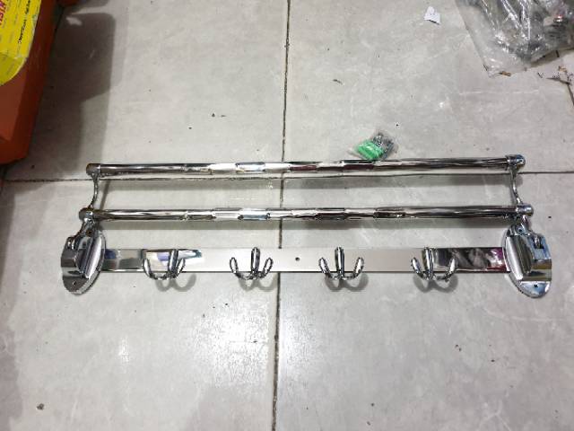 rak handuk/gantungan handuk lipat stainless + kapstok