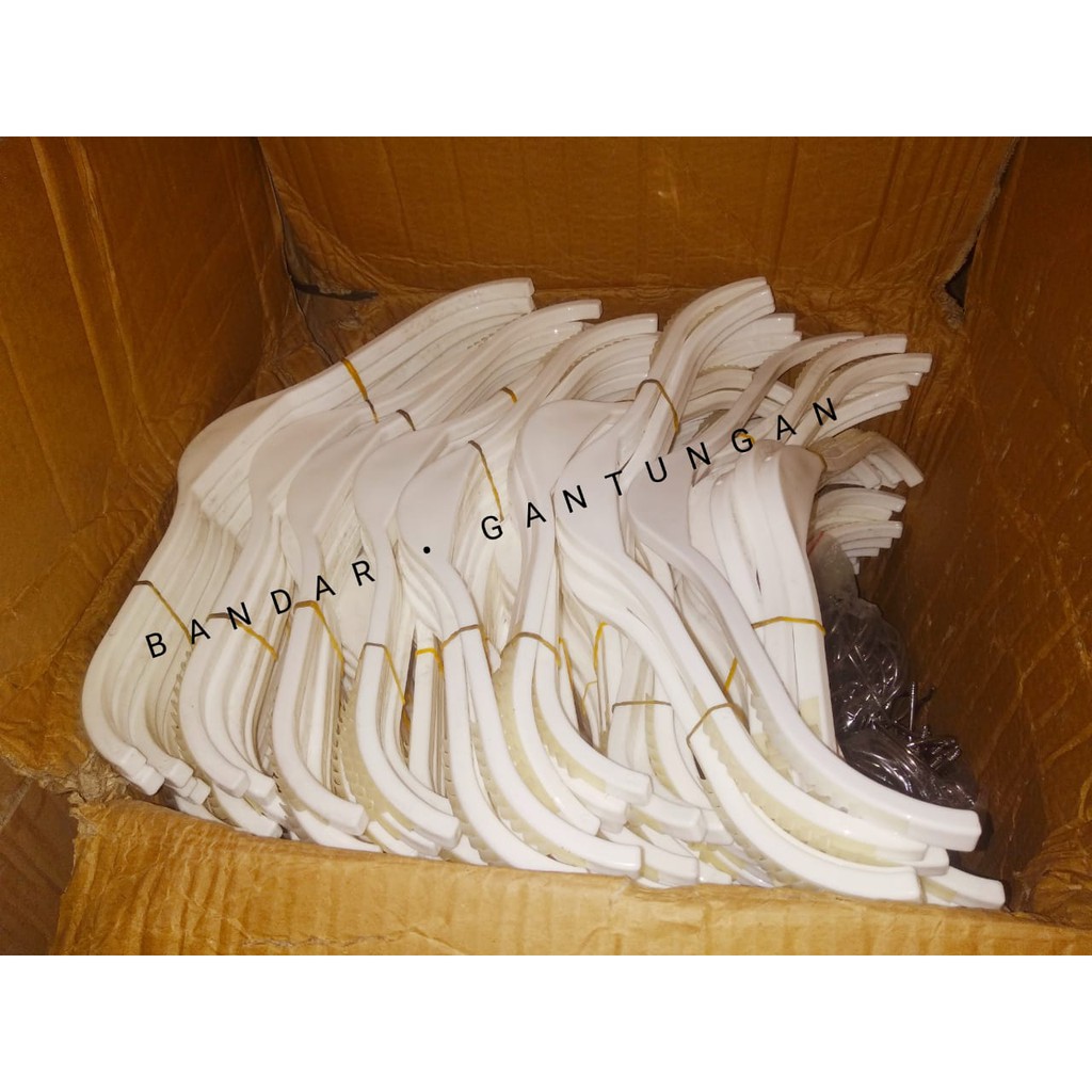 Gantungan Baju Putih Dewasa Plastik Hanger Anti Slip Gantungan Baju Jepit Celana Rok(BH)