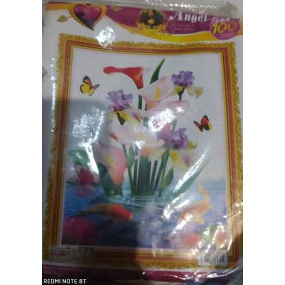 paket kristik 11ct pola kain gambar bunga