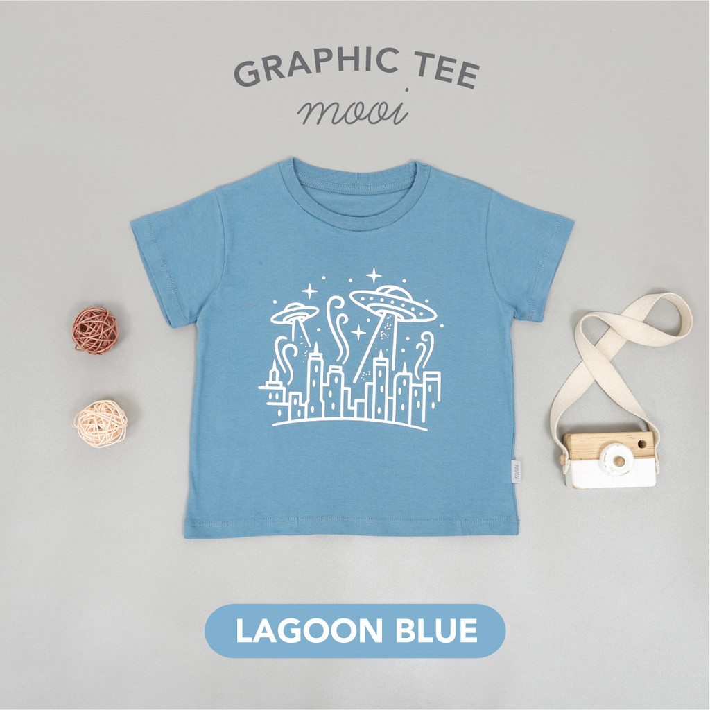 Mooi Kaos Anak Unisex Graphic Tee-LAGOON BLUE