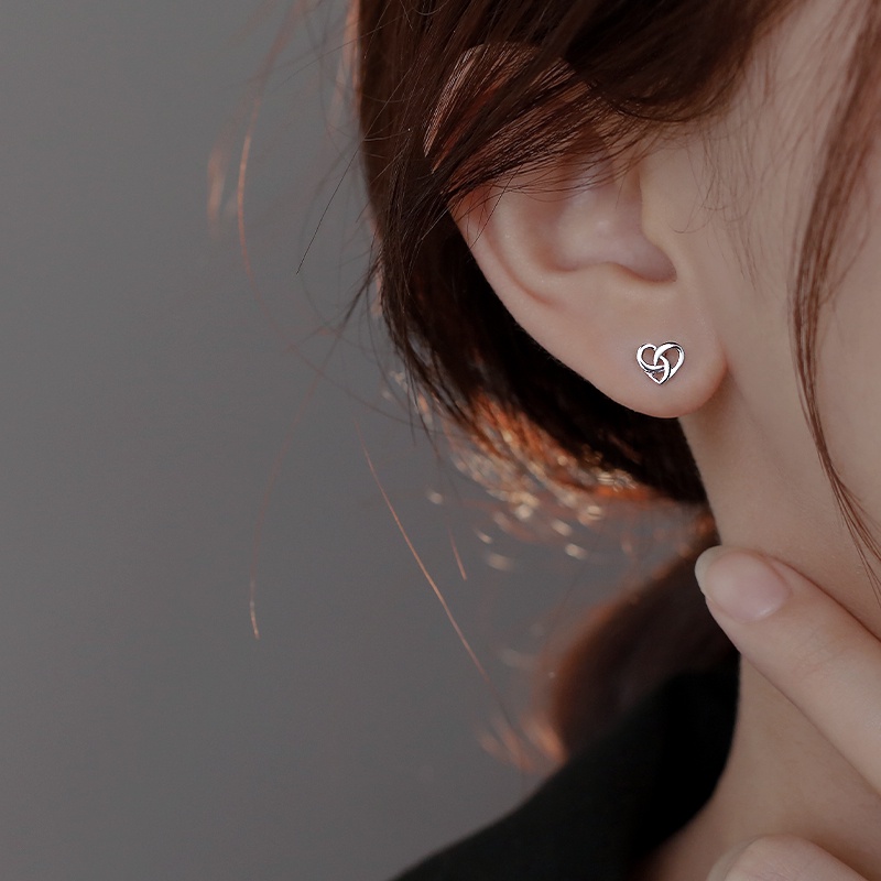 Magic789 Anting Tusuk Silver s925 Bentuk Hati Gaya Korea Untuk Wanita