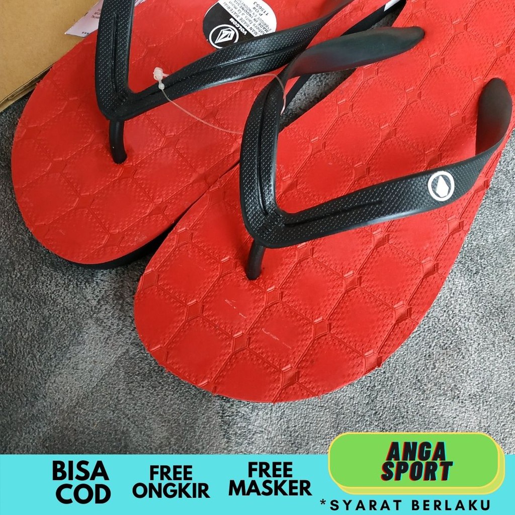 SANDAL PRIA VOLCOM /  SANDAL JEPIT COWOK DISTRO BRANDED KASUAL KEKINIAN KEREN PREMIUM