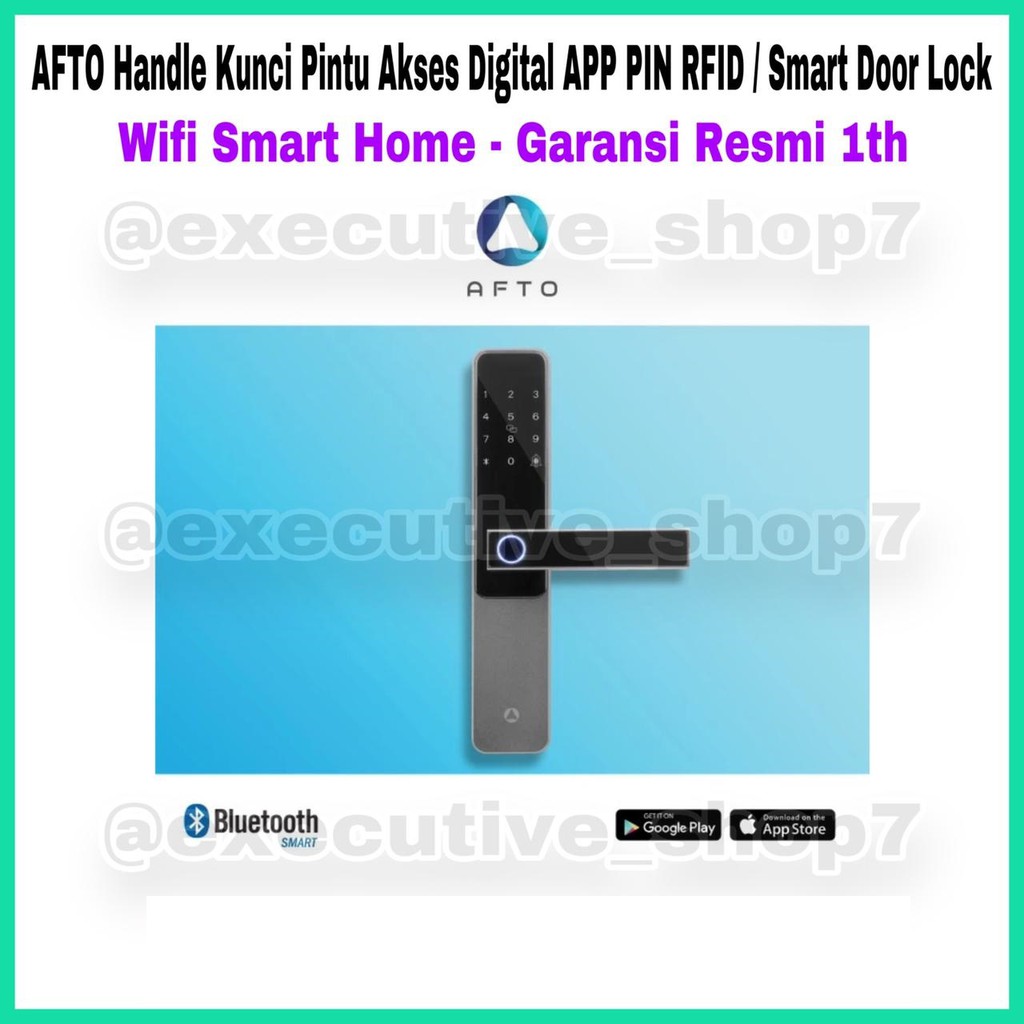 AFTO Handle Kunci Pintu Akses Digital APP PIN RFID/Smart Door Lock Wifi Smarthome Garansi Resmi 1th