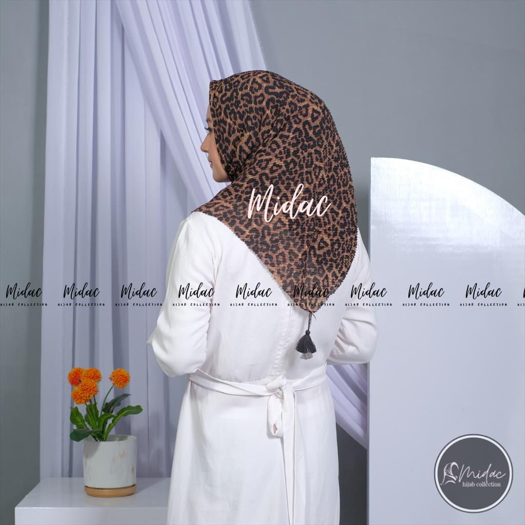 Hijab Segi Empat Plisket Motif Leopard - Plisket Motif