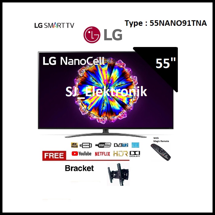 (KHUSUS LUAR KOTA) Free Braket LED TV LG 55 Inch 55NANO91TNA - 55NANO91 NanoCell