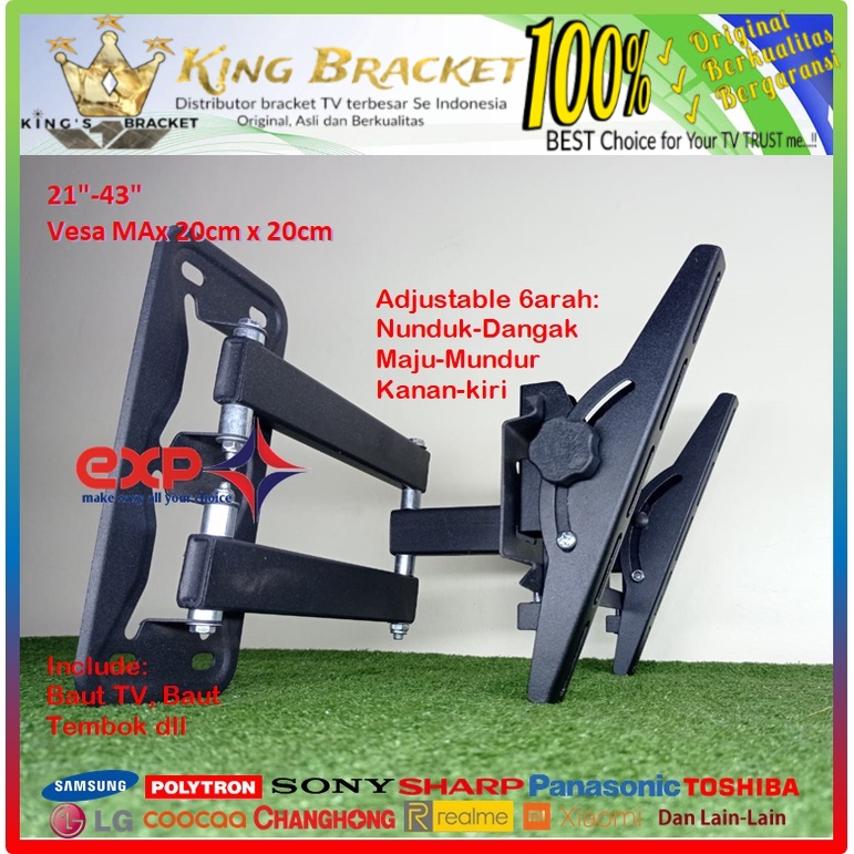 Bracket TV CHANGHONG 14 s/d 43 inch 6 ARAH FULL BESI SUPER KOKOH GARANSI 100% ORI