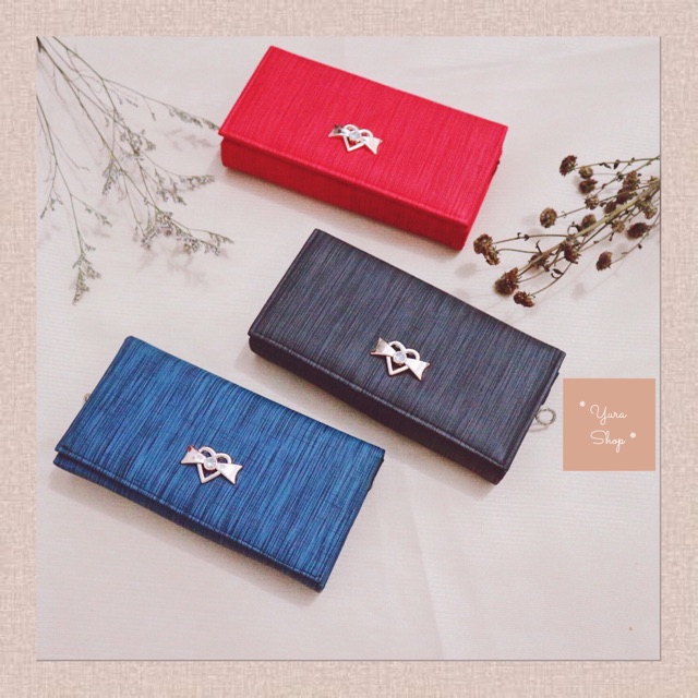 Dompet Lipat Motif Pita Kecil | Elegant &amp; Simple Party Wallet | Yurashop