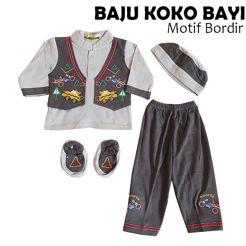 Baju Koko Anak Bayi Setelan Muslim Anak Bayi plus Sepatu model Rompi