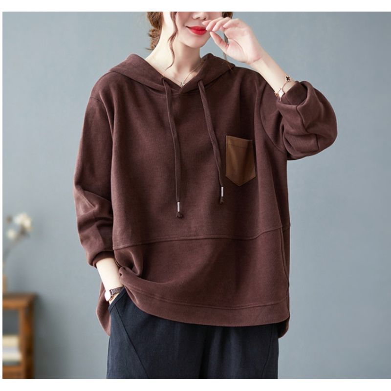 SWEATER HOODIE WANITA / SWEATER MOCHA POCKIE HODIE WANITA KOREAN STYLE / SWEATER HOODIE PRIA WANITA TERBARU