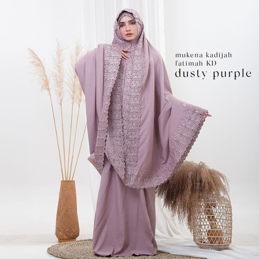 Mukena Siti Khadijah Katun Bordir Khodijah jumbo Dewasa Pasteleena Fatimah Dusty Purple Renda Bordir