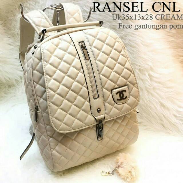 RANSEL CHANEL CREAM(TAS BAG,TAS WANITA,TAS IMPORT,TAS RANSEL SEKOLAH)