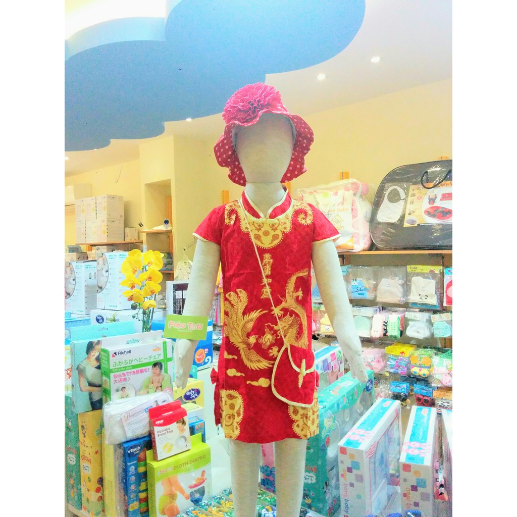 Dress Imlek Cheongsam Cheong Sam Anak Dragon Phoenix