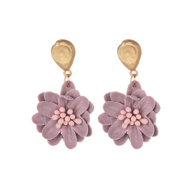 LRC Anting Tusuk Fashion Alloy Dripping Fluffy Flower Earrings F3328X