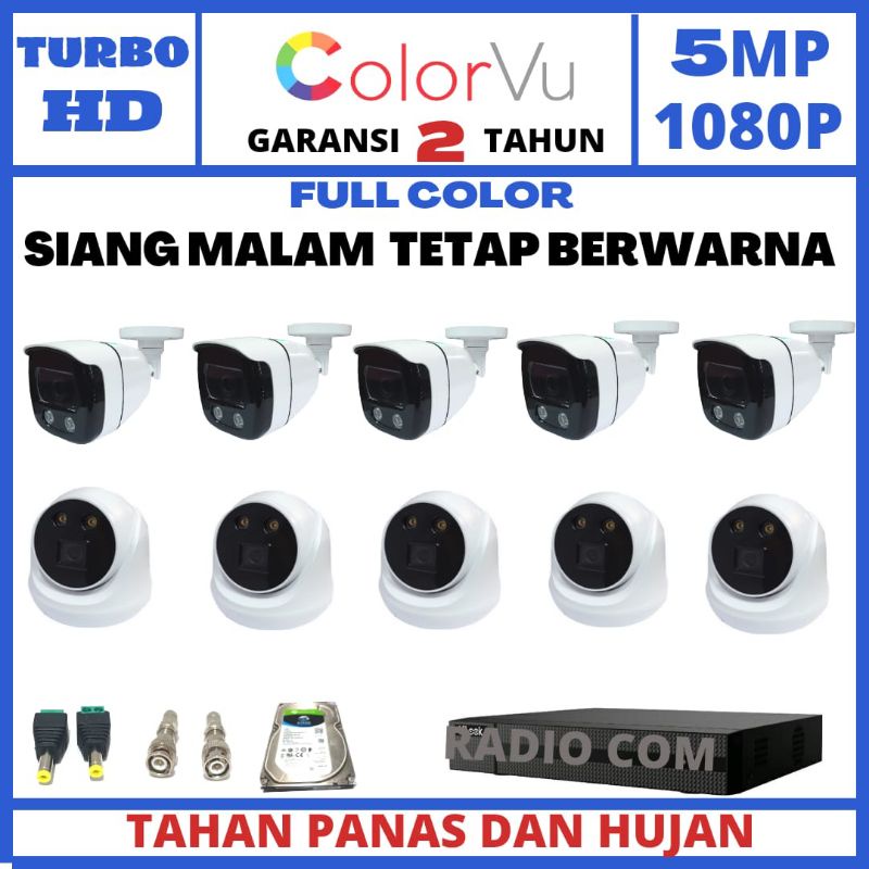 paket cctv 16 channel 10 camera 5mp 1080p turbo hd ic sony exmor color vu