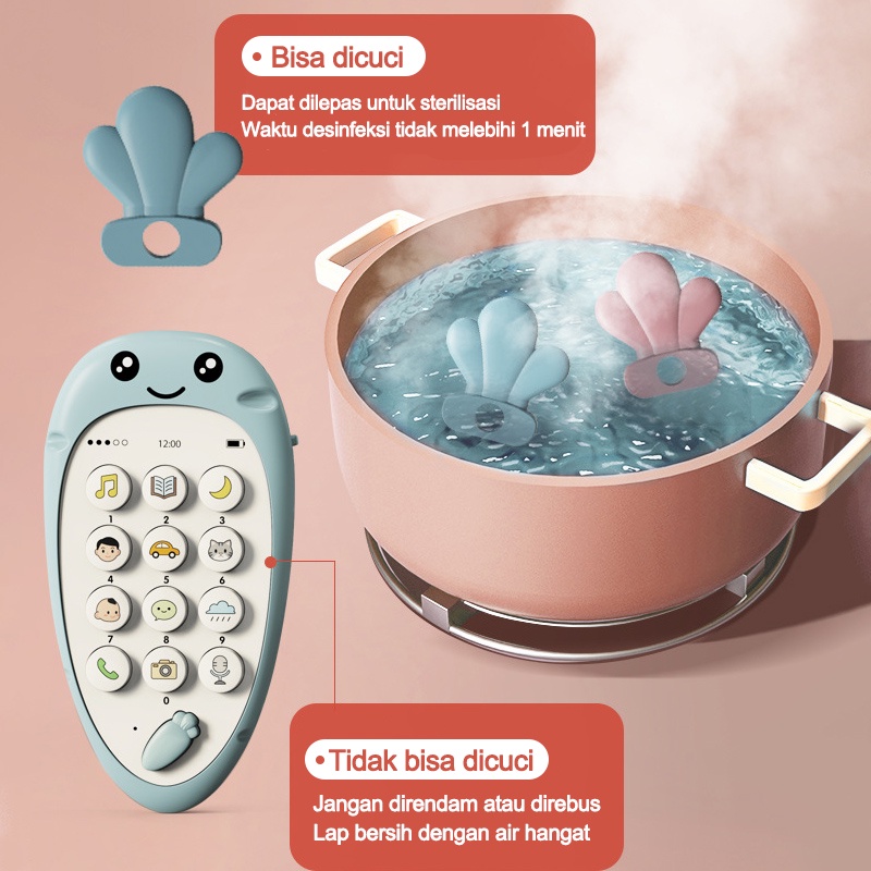 HIPPO LAND Mainan Ponsel Bayi / Mainan Handphonebayi /Telepon Pendidikan Awal dengan Lampu Musik/Radis 146