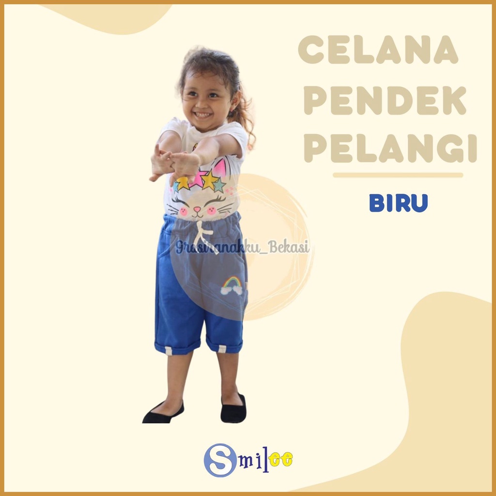 Celana Pendek Anak Pelangi Warna Biru Size 3-5Tahun