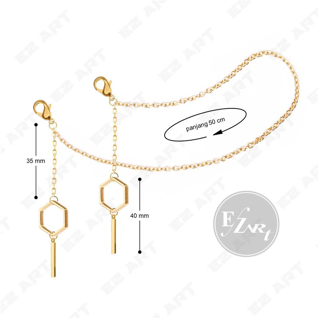 MODEL GEOMETRY KALUNG MASKER WANITA RANTAI EMAS HEXAGON STICK SIMPLE ELEGAN