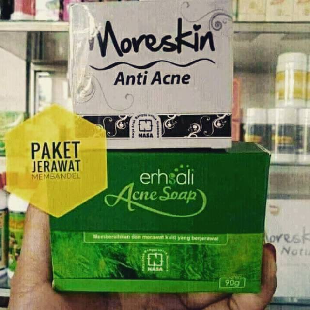 PAKET ATASI JERAWAT NASA | MORESKIN ANTI ACNE DAN ERHSALI ACNE SOAP NASA ORIGINAL