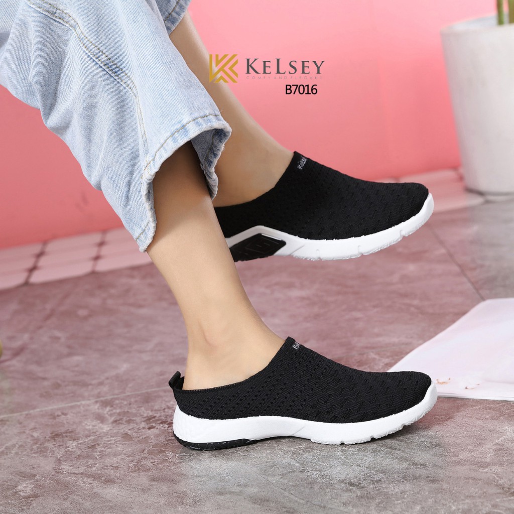 Kelsey Sandals Selop Flyknit Slip On Wanita Kelsey B7016