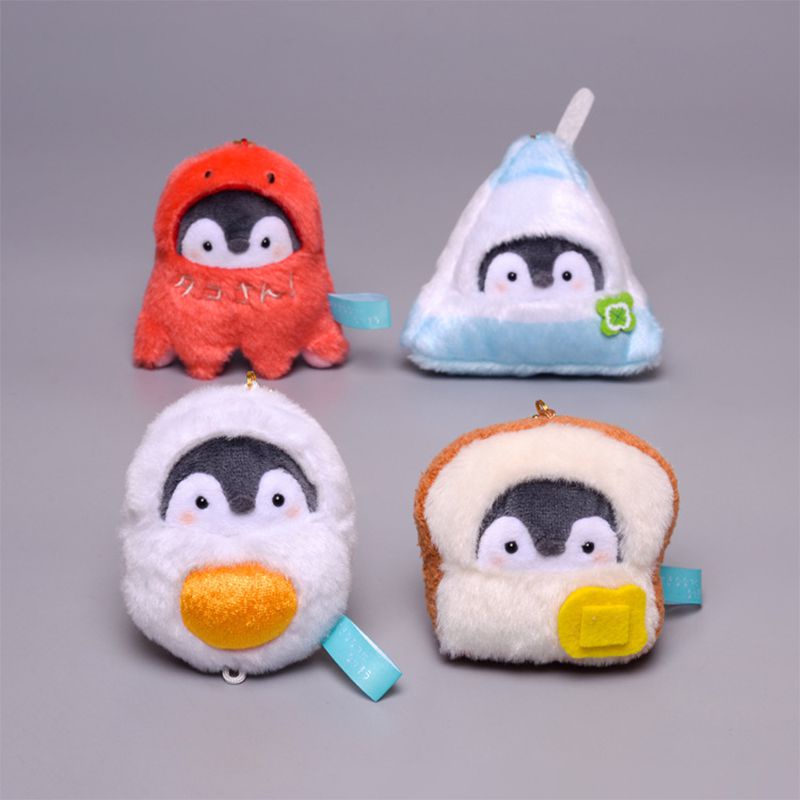 8cm Cute Koupen Chan Penguin Plush Pendant Egg Toast Milk Dress Up Soft Keychain