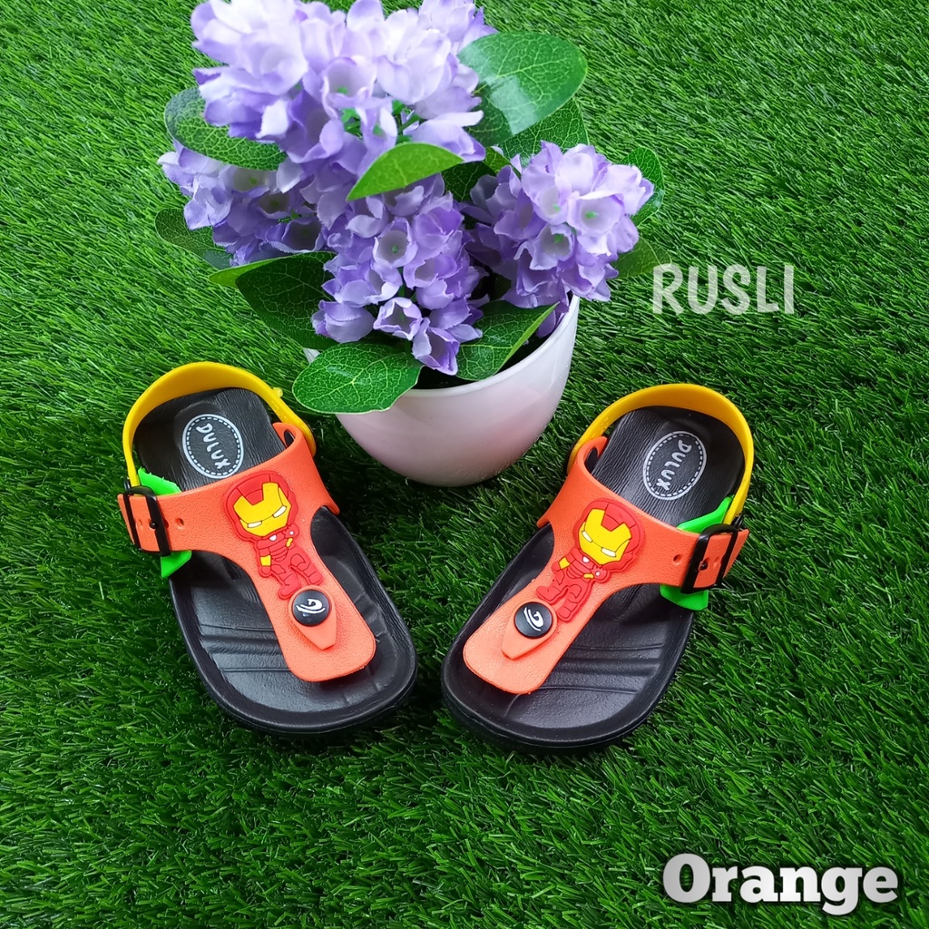 (COD) Sandal Jepit Karet Bayi Anak Motif Iron Man Dulux 213E