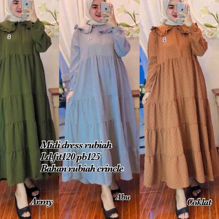 HOT SALE MIDI DRES SUSUN CRINKLE AIRFLOW